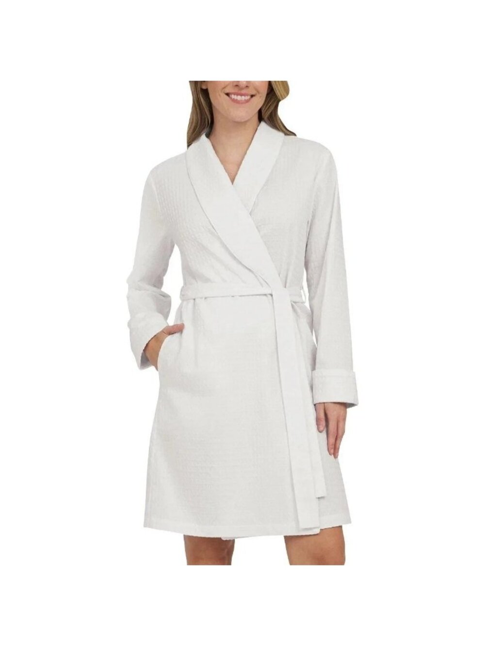 NWT Lands' End Spa Collection Women's S White Waffle Resort Robe